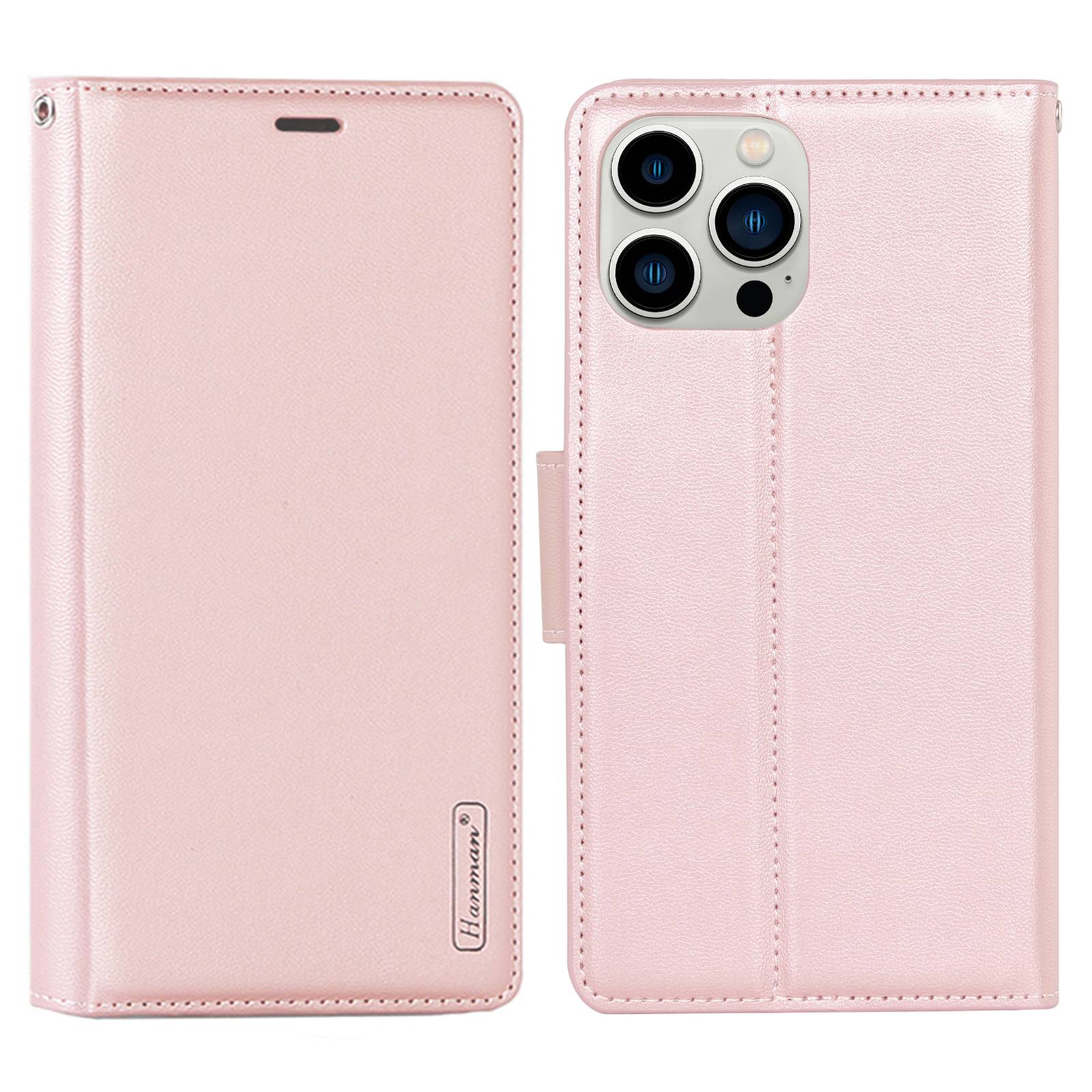 HANMAN Mill Series for iPhone 13 Pro 6.1 inch PU Leather Wallet Cover Folio Flip Foldable Stand Full Protection Inner TPU Phone Case