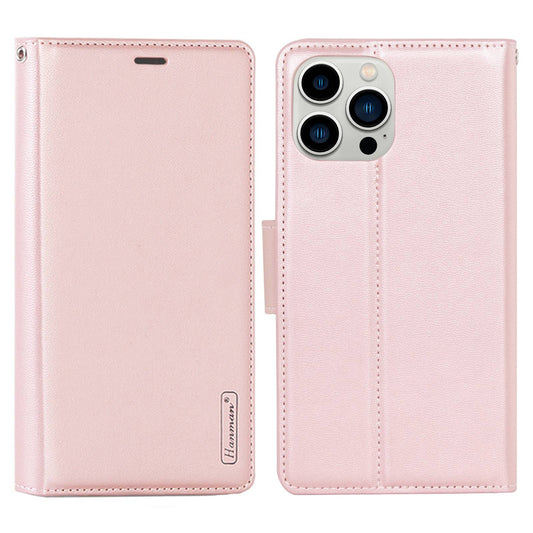HANMAN Mill Series for iPhone 13 Pro 6.1 inch PU Leather Wallet Cover Folio Flip Foldable Stand Full Protection Inner TPU Phone Case