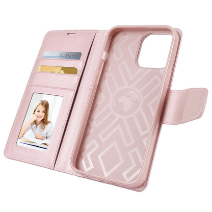 HANMAN Mill Series for iPhone 13 Pro 6.1 inch PU Leather Wallet Cover Folio Flip Foldable Stand Full Protection Inner TPU Phone Case