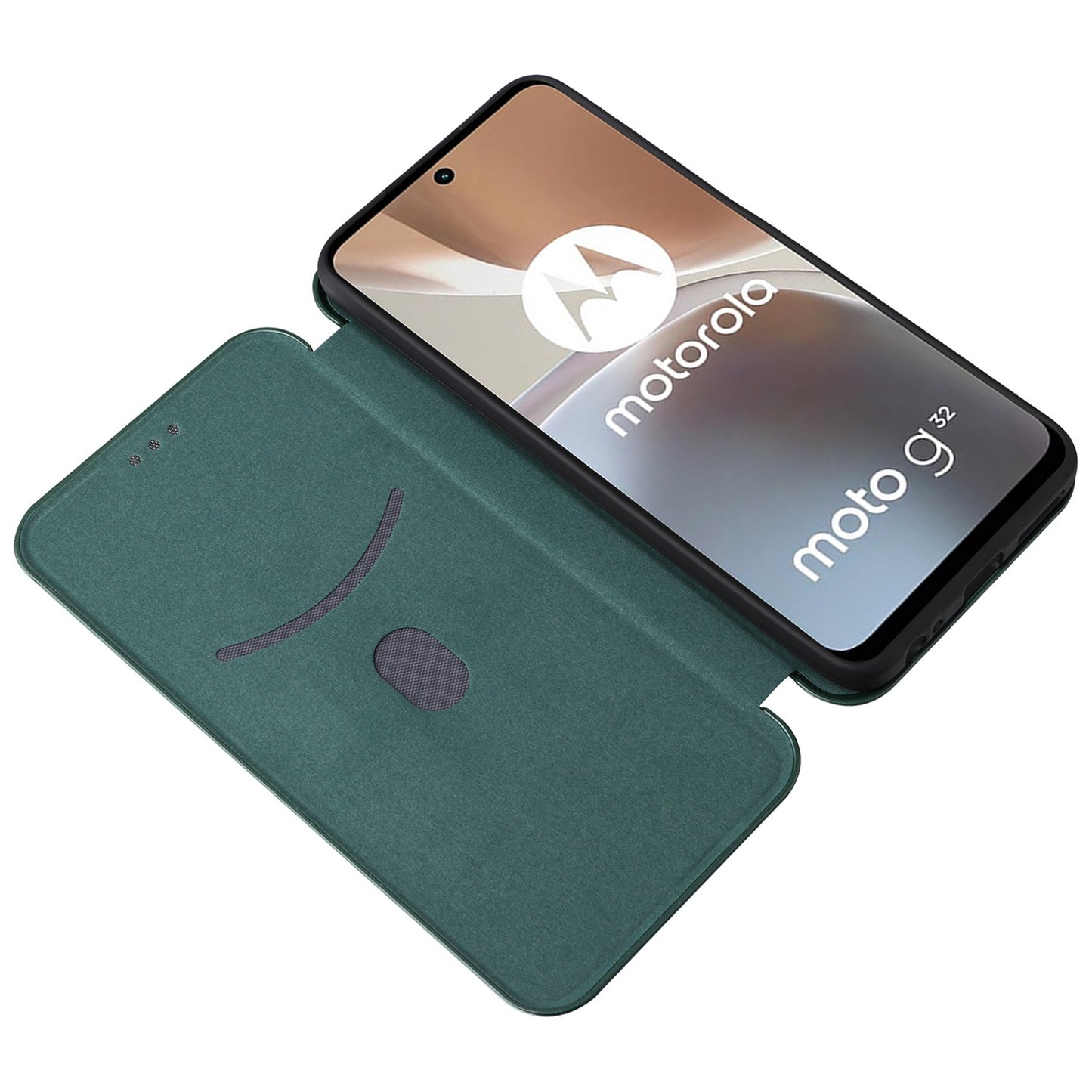 For Motorola Moto G32 4G Carbon Fiber Texture Fall Proof Smartphone Case PU Leather Magnetic Auto-absorbed Stand Card Holder Function Phone Shell