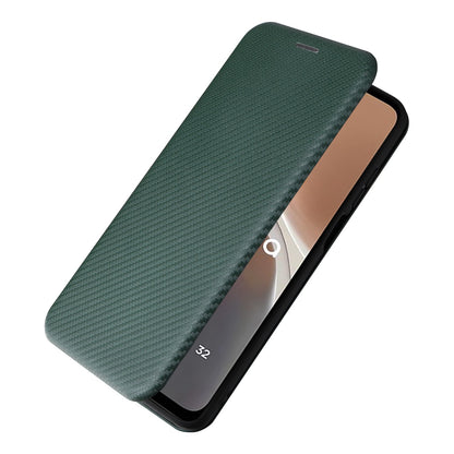 For Motorola Moto G32 4G Carbon Fiber Texture Fall Proof Smartphone Case PU Leather Magnetic Auto-absorbed Stand Card Holder Function Phone Shell