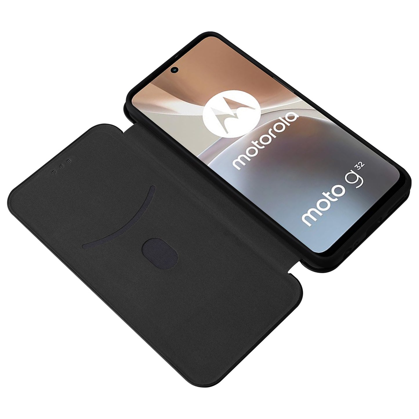 For Motorola Moto G32 4G Carbon Fiber Texture Fall Proof Smartphone Case PU Leather Magnetic Auto-absorbed Stand Card Holder Function Phone Shell