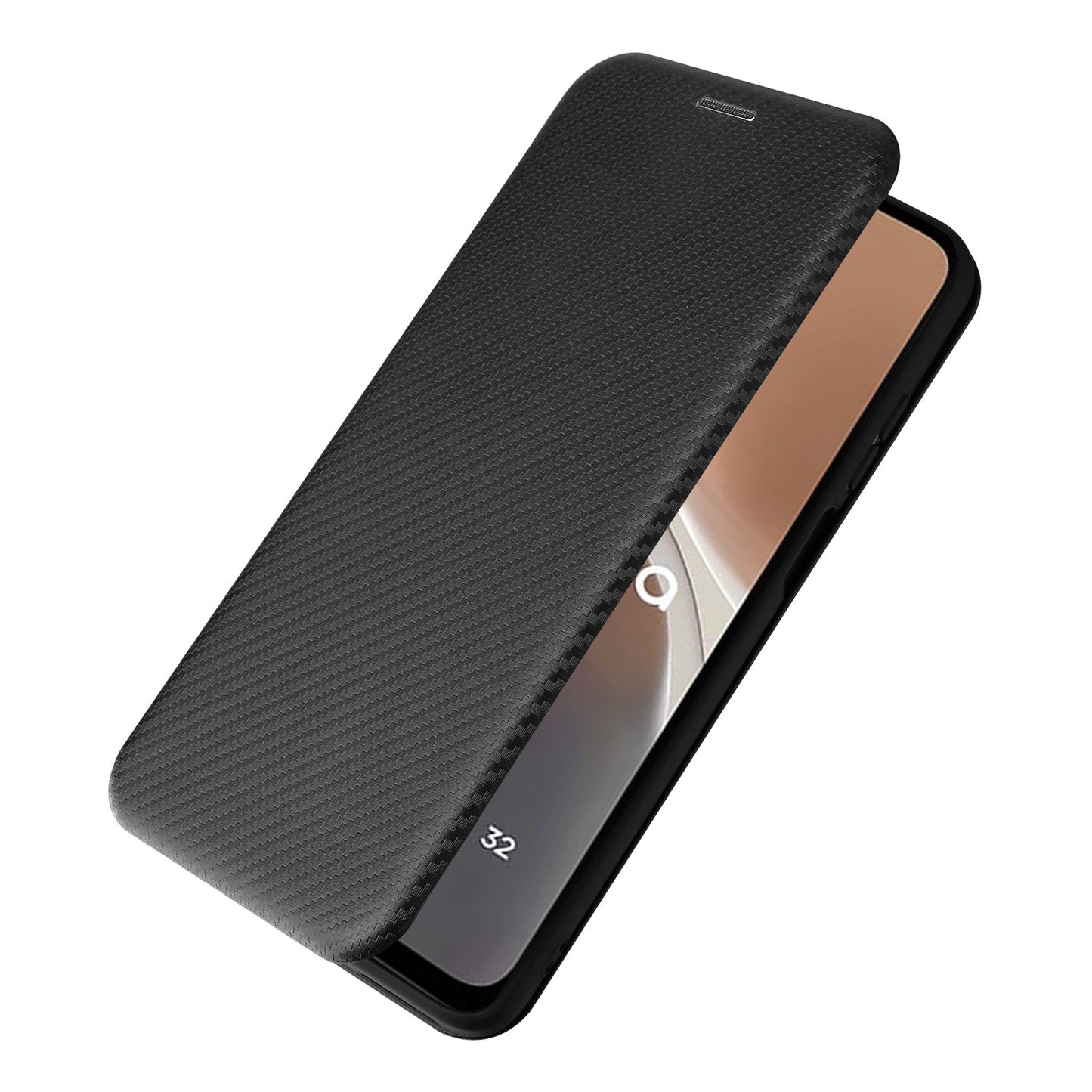 For Motorola Moto G32 4G Carbon Fiber Texture Fall Proof Smartphone Case PU Leather Magnetic Auto-absorbed Stand Card Holder Function Phone Shell