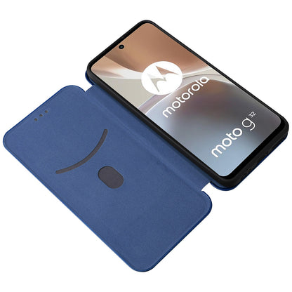 For Motorola Moto G32 4G Carbon Fiber Texture Fall Proof Smartphone Case PU Leather Magnetic Auto-absorbed Stand Card Holder Function Phone Shell