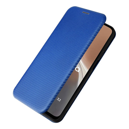 For Motorola Moto G32 4G Carbon Fiber Texture Fall Proof Smartphone Case PU Leather Magnetic Auto-absorbed Stand Card Holder Function Phone Shell