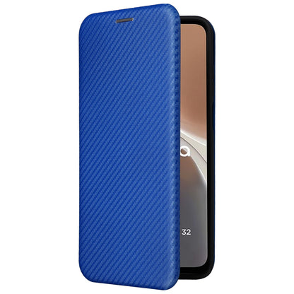 For Motorola Moto G32 4G Carbon Fiber Texture Fall Proof Smartphone Case PU Leather Magnetic Auto-absorbed Stand Card Holder Function Phone Shell
