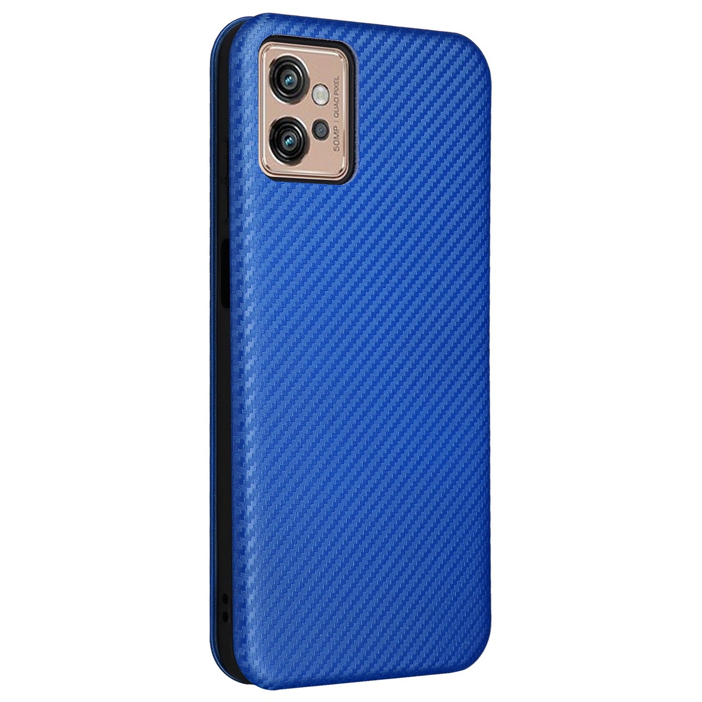 For Motorola Moto G32 4G Carbon Fiber Texture Fall Proof Smartphone Case PU Leather Magnetic Auto-absorbed Stand Card Holder Function Phone Shell