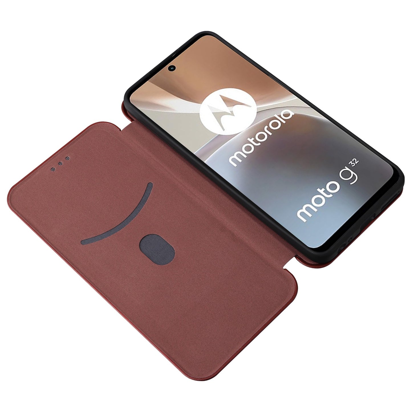 For Motorola Moto G32 4G Carbon Fiber Texture Fall Proof Smartphone Case PU Leather Magnetic Auto-absorbed Stand Card Holder Function Phone Shell