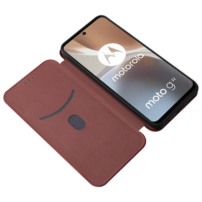 For Motorola Moto G32 4G Carbon Fiber Texture Fall Proof Smartphone Case PU Leather Magnetic Auto-absorbed Stand Card Holder Function Phone Shell
