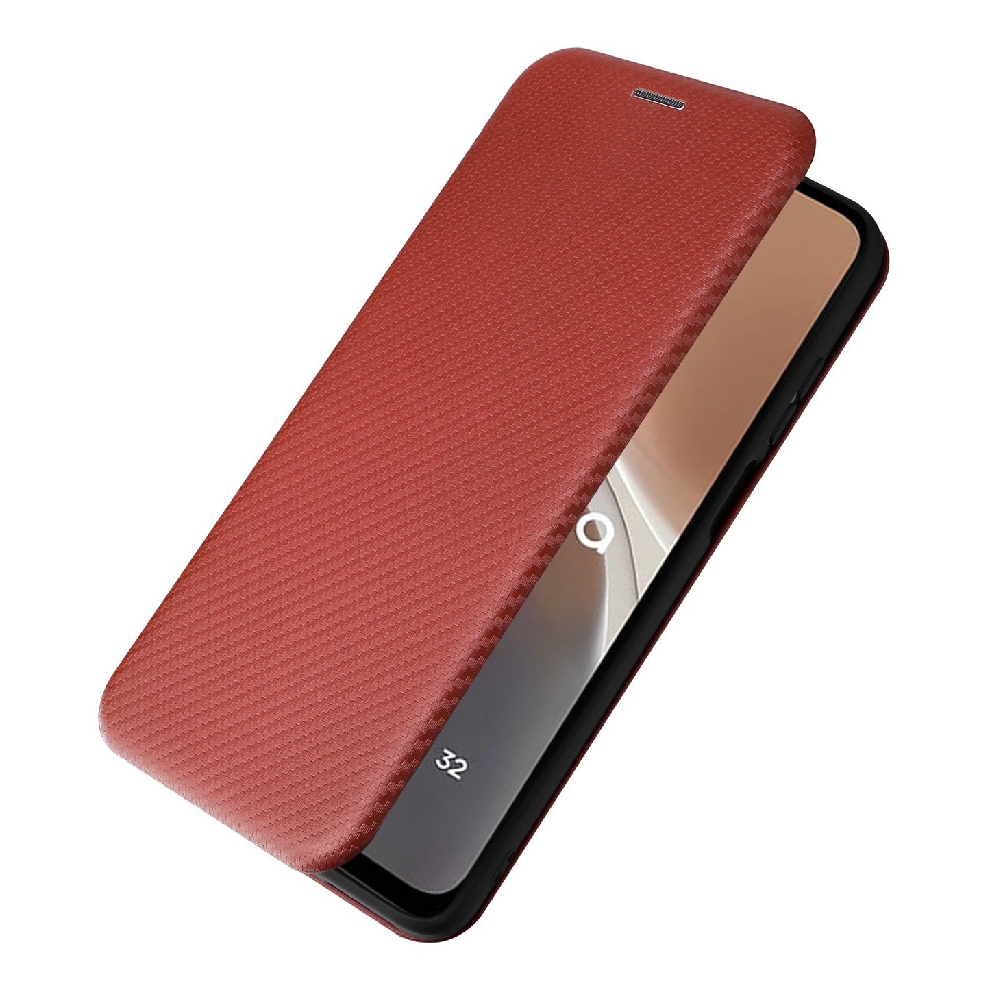 For Motorola Moto G32 4G Carbon Fiber Texture Fall Proof Smartphone Case PU Leather Magnetic Auto-absorbed Stand Card Holder Function Phone Shell