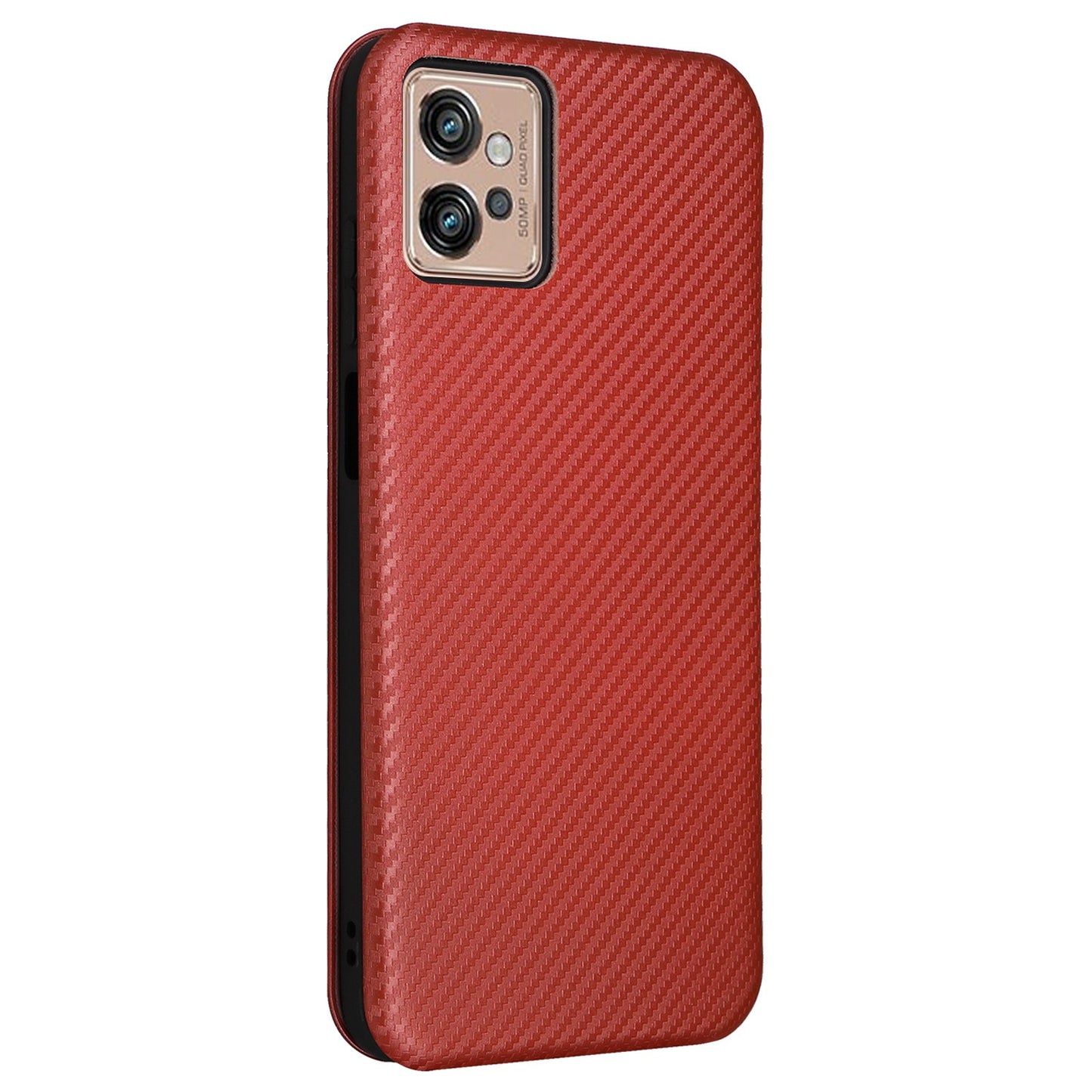For Motorola Moto G32 4G Carbon Fiber Texture Fall Proof Smartphone Case PU Leather Magnetic Auto-absorbed Stand Card Holder Function Phone Shell