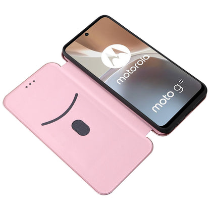 For Motorola Moto G32 4G Carbon Fiber Texture Fall Proof Smartphone Case PU Leather Magnetic Auto-absorbed Stand Card Holder Function Phone Shell
