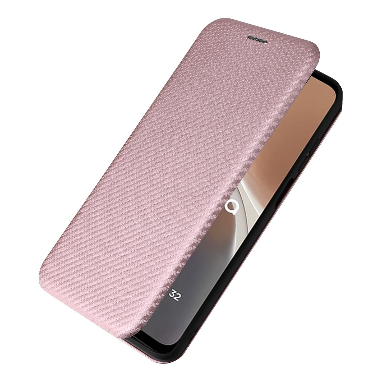 For Motorola Moto G32 4G Carbon Fiber Texture Fall Proof Smartphone Case PU Leather Magnetic Auto-absorbed Stand Card Holder Function Phone Shell