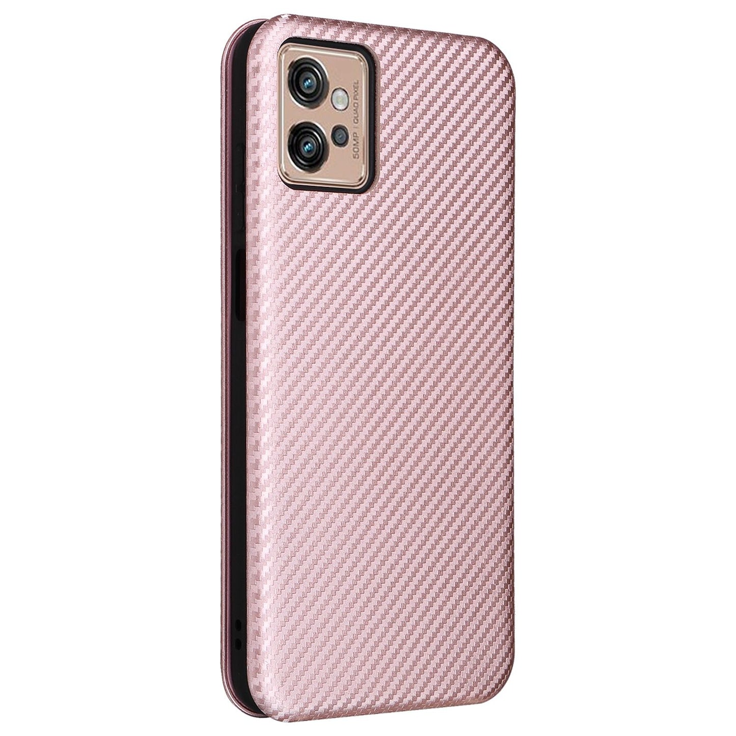 For Motorola Moto G32 4G Carbon Fiber Texture Fall Proof Smartphone Case PU Leather Magnetic Auto-absorbed Stand Card Holder Function Phone Shell