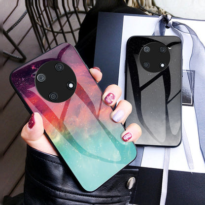 For Huawei Enjoy 50 Pro 4G / nova Y90 4G Painting Starry Sky Pattern Tempered Glass Case Soft TPU Hard PC Anti-Scratch Phone Cover