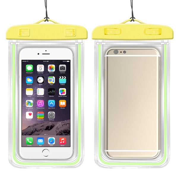 TPU Fluorescent Waterproof Bag for Under 7.2-inches Luminous Cell Phone Beach Pool Phone Dry Bag