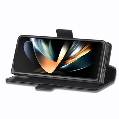 LC.IMEEKE for Samsung Galaxy Z Fold3 5G RFID Blocking Phone Cover PU Leather + PC Wallet Stand Double Magnetic Clasps Phone Shell