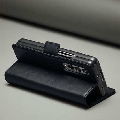 LC.IMEEKE for Samsung Galaxy Z Fold3 5G RFID Blocking Phone Cover PU Leather + PC Wallet Stand Double Magnetic Clasps Phone Shell