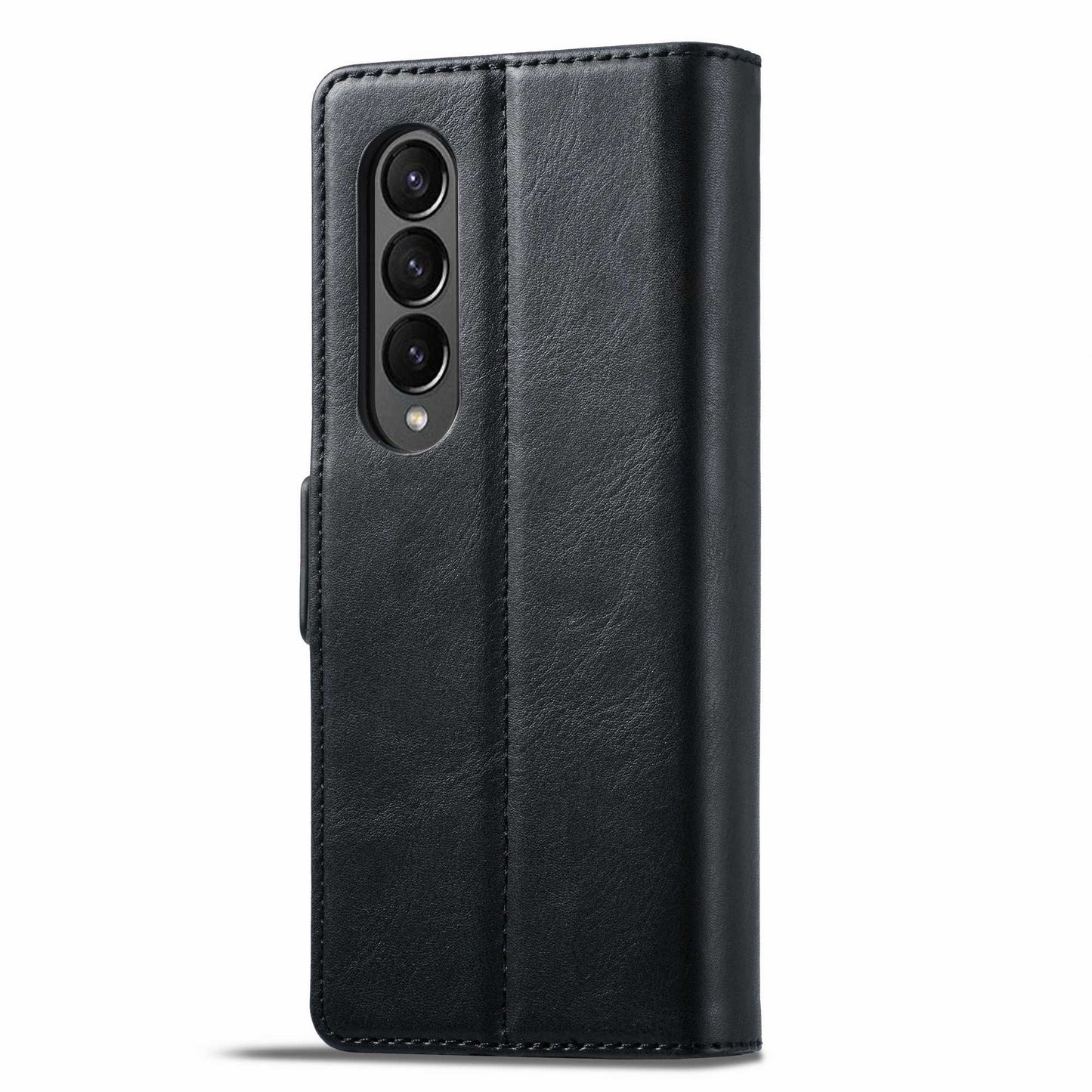 LC.IMEEKE for Samsung Galaxy Z Fold3 5G RFID Blocking Phone Cover PU Leather + PC Wallet Stand Double Magnetic Clasps Phone Shell