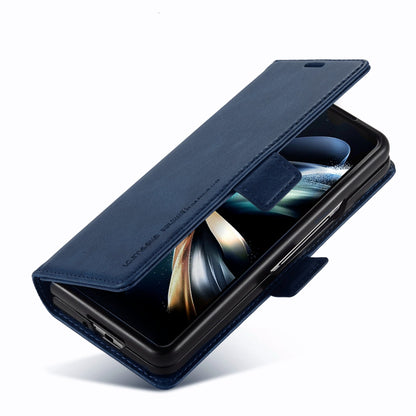 LC.IMEEKE for Samsung Galaxy Z Fold3 5G RFID Blocking Phone Cover PU Leather + PC Wallet Stand Double Magnetic Clasps Phone Shell