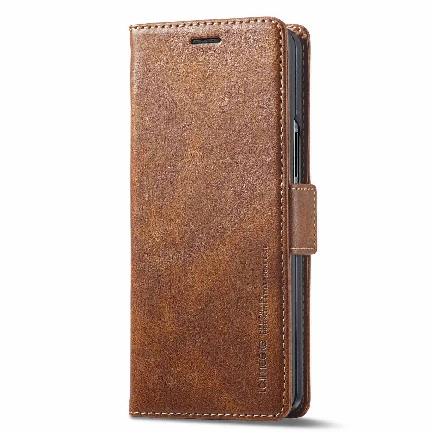 LC.IMEEKE for Samsung Galaxy Z Fold3 5G RFID Blocking Phone Cover PU Leather + PC Wallet Stand Double Magnetic Clasps Phone Shell