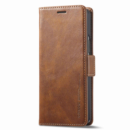 LC.IMEEKE for Samsung Galaxy Z Fold3 5G RFID Blocking Phone Cover PU Leather + PC Wallet Stand Double Magnetic Clasps Phone Shell