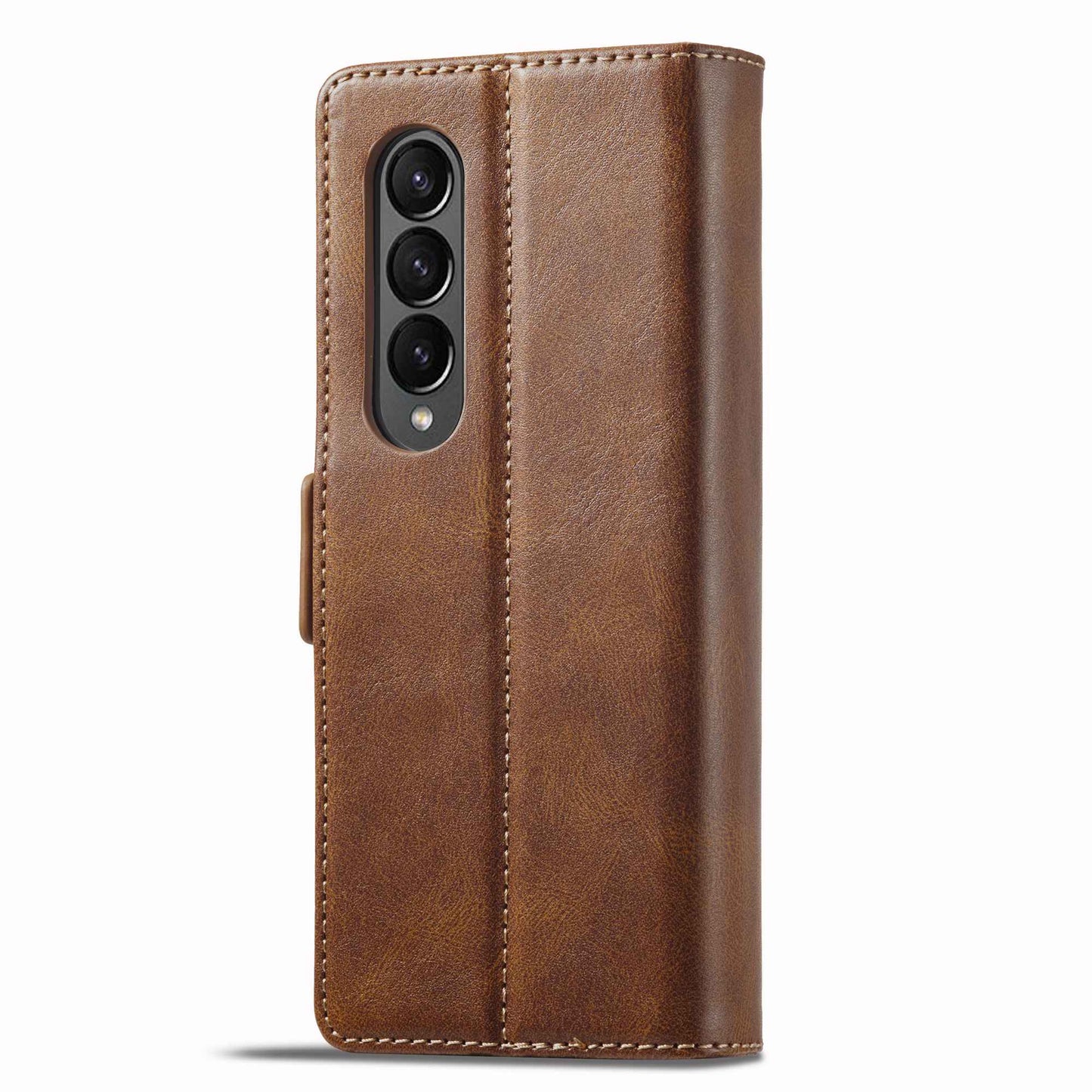 LC.IMEEKE for Samsung Galaxy Z Fold3 5G RFID Blocking Phone Cover PU Leather + PC Wallet Stand Double Magnetic Clasps Phone Shell