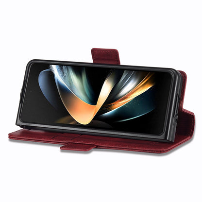 LC.IMEEKE for Samsung Galaxy Z Fold3 5G RFID Blocking Phone Cover PU Leather + PC Wallet Stand Double Magnetic Clasps Phone Shell