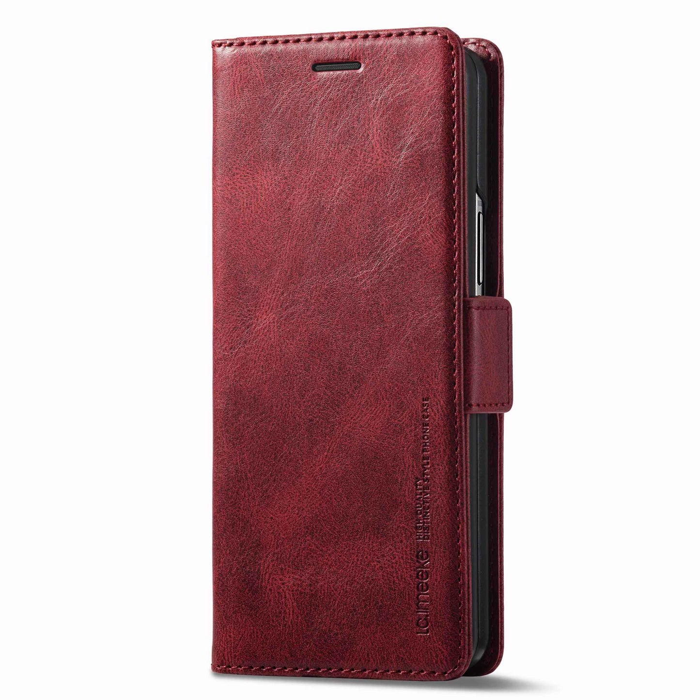 LC.IMEEKE for Samsung Galaxy Z Fold3 5G RFID Blocking Phone Cover PU Leather + PC Wallet Stand Double Magnetic Clasps Phone Shell