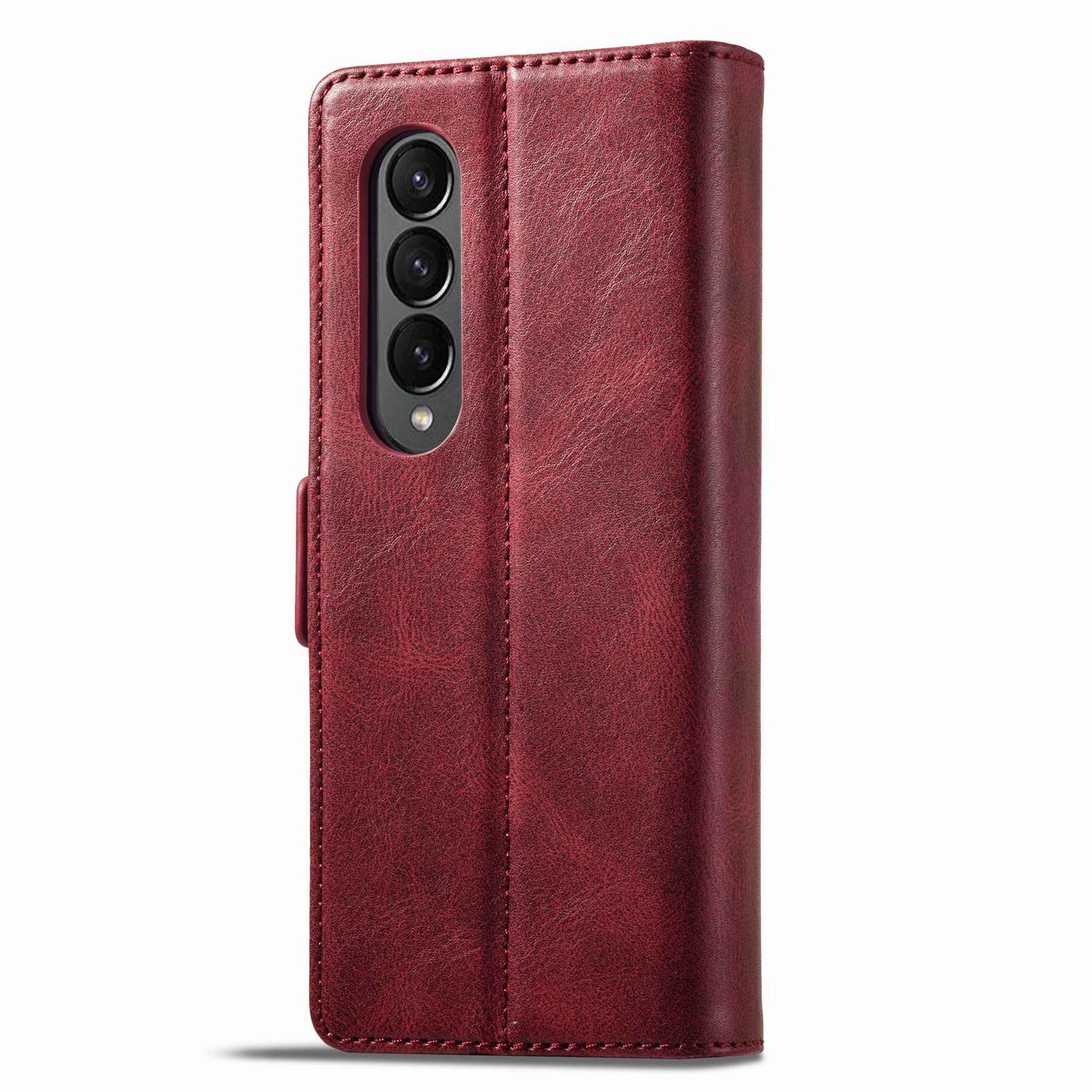 LC.IMEEKE for Samsung Galaxy Z Fold3 5G RFID Blocking Phone Cover PU Leather + PC Wallet Stand Double Magnetic Clasps Phone Shell