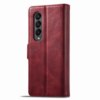 LC.IMEEKE for Samsung Galaxy Z Fold3 5G RFID Blocking Phone Cover PU Leather + PC Wallet Stand Double Magnetic Clasps Phone Shell