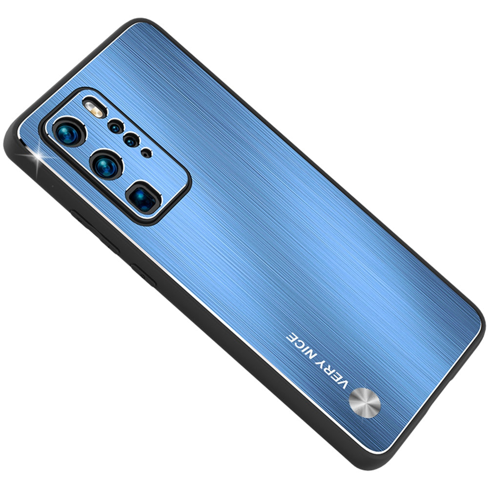 Brushed Phone Case for Huawei P40 Pro, Anti-scratch TPU + Aluminium Alloy Hybrid Protective Cover