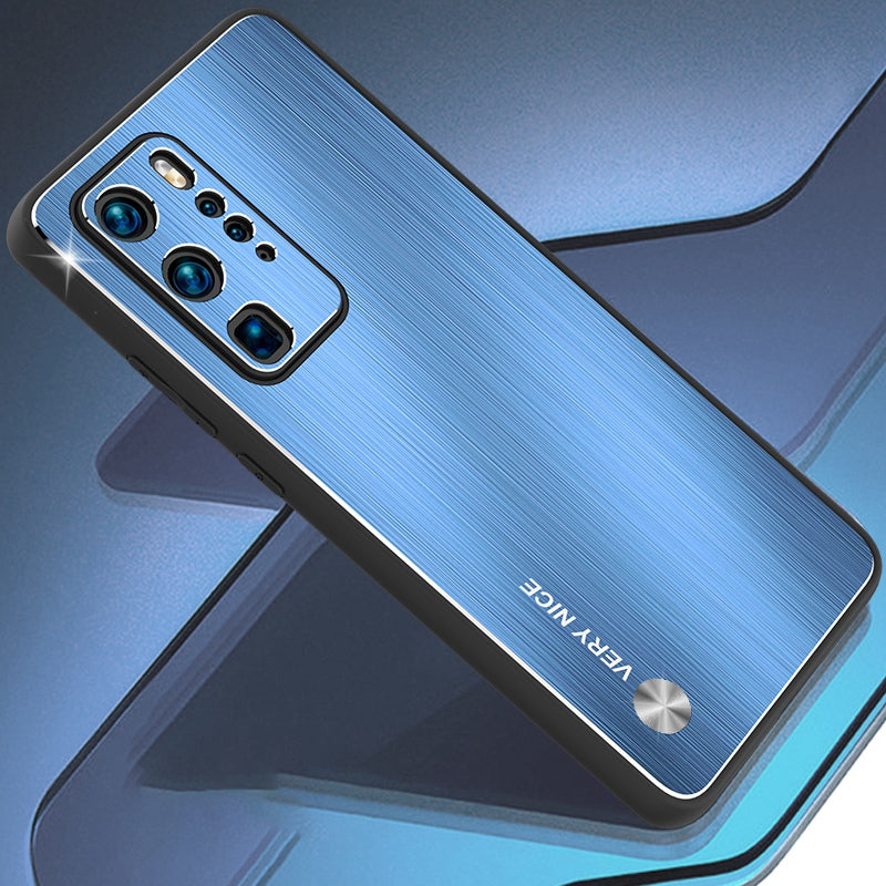 Brushed Phone Case for Huawei P40 Pro, Anti-scratch TPU + Aluminium Alloy Hybrid Protective Cover