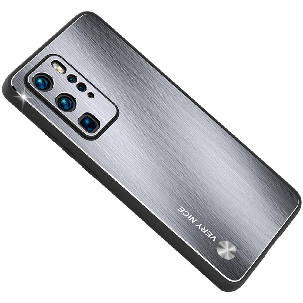 Brushed Phone Case for Huawei P40 Pro, Anti-scratch TPU + Aluminium Alloy Hybrid Protective Cover