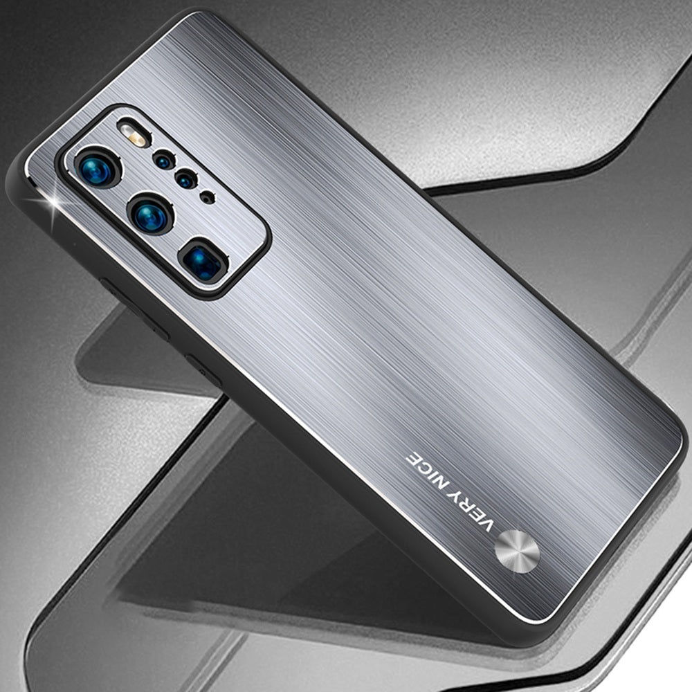 Brushed Phone Case for Huawei P40 Pro, Anti-scratch TPU + Aluminium Alloy Hybrid Protective Cover