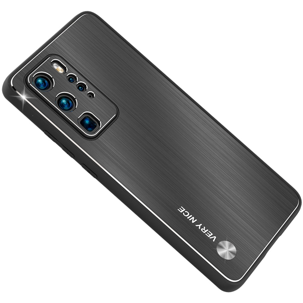 Brushed Phone Case for Huawei P40 Pro, Anti-scratch TPU + Aluminium Alloy Hybrid Protective Cover