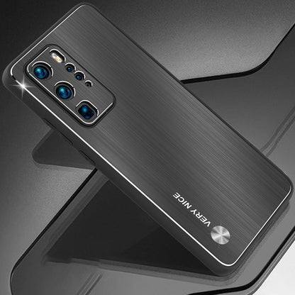 Brushed Phone Case for Huawei P40 Pro, Anti-scratch TPU + Aluminium Alloy Hybrid Protective Cover
