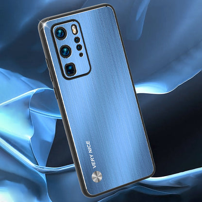 Brushed Phone Case for Huawei P40 Pro, Anti-scratch TPU + Aluminium Alloy Hybrid Protective Cover