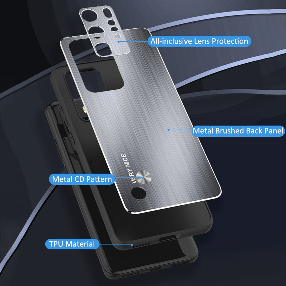 Brushed Phone Case for Huawei P40 Pro, Anti-scratch TPU + Aluminium Alloy Hybrid Protective Cover