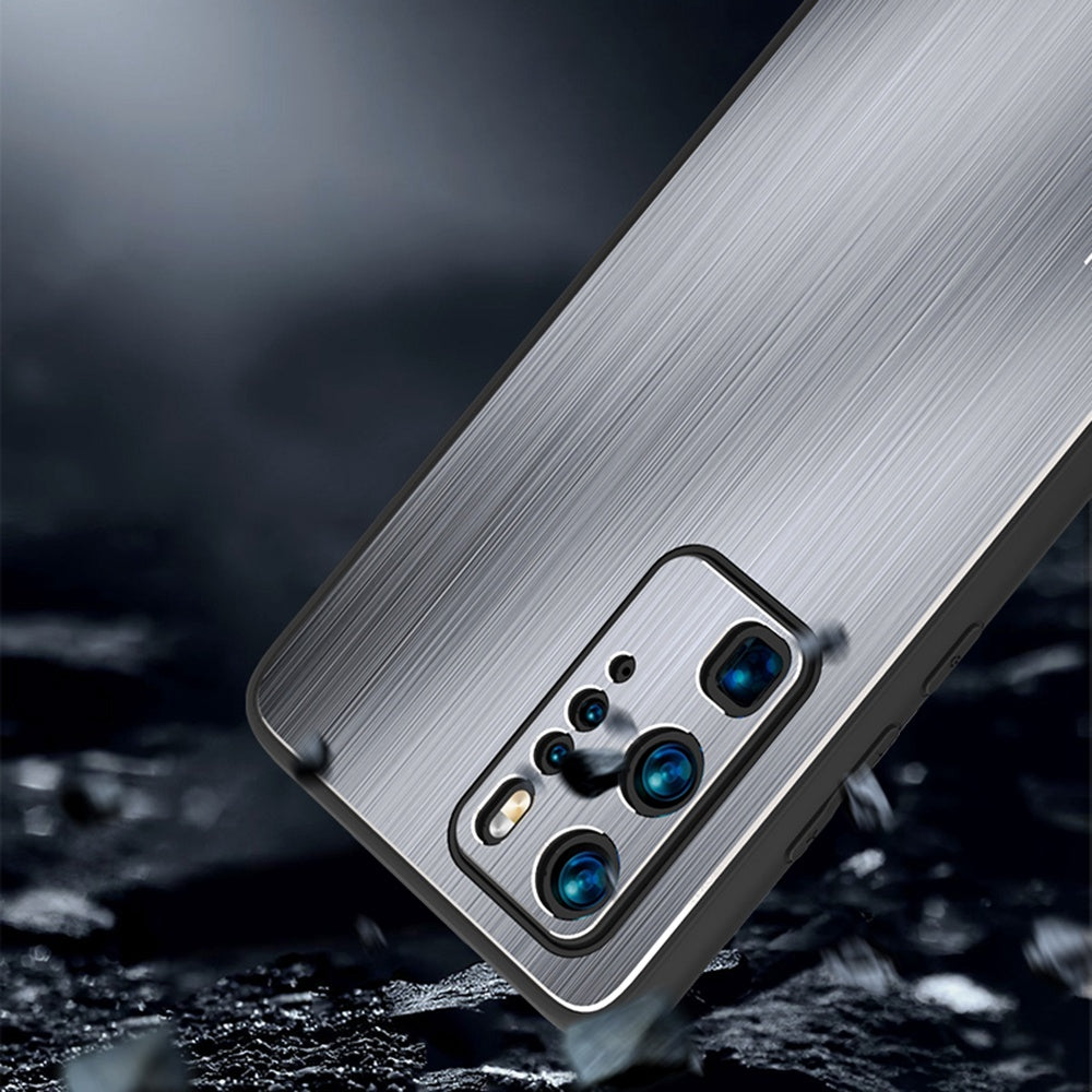 Brushed Phone Case for Huawei P40 Pro, Anti-scratch TPU + Aluminium Alloy Hybrid Protective Cover