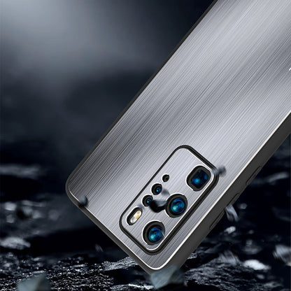 Brushed Phone Case for Huawei P40 Pro, Anti-scratch TPU + Aluminium Alloy Hybrid Protective Cover