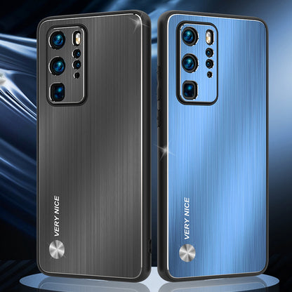 Brushed Phone Case for Huawei P40 Pro, Anti-scratch TPU + Aluminium Alloy Hybrid Protective Cover
