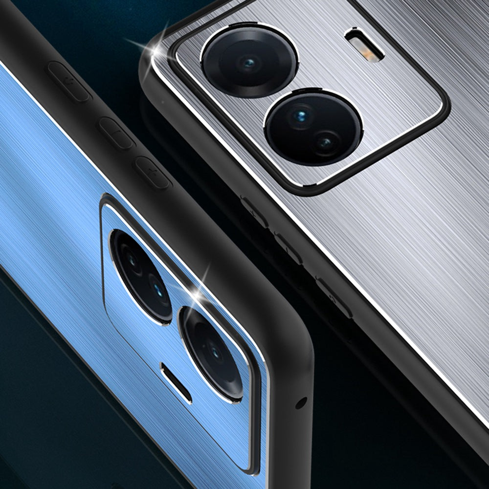 For vivo S15e 5G Brushed Surface Protective Phone Case TPU + Aluminium Alloy Shockproof Cover