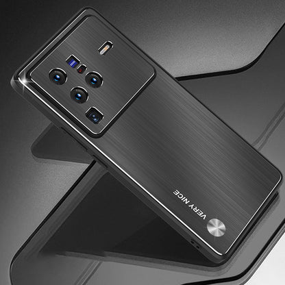 Brushed Aluminium Alloy Back Case for vivo X80 Pro 5G, TPU Bumper Anti-scratch Phone Cover