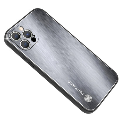 For iPhone 13 Pro 6.1 inch Anti-scratch Phone Case Ultra Slim TPU Brushed Aluminium Alloy Back Cover