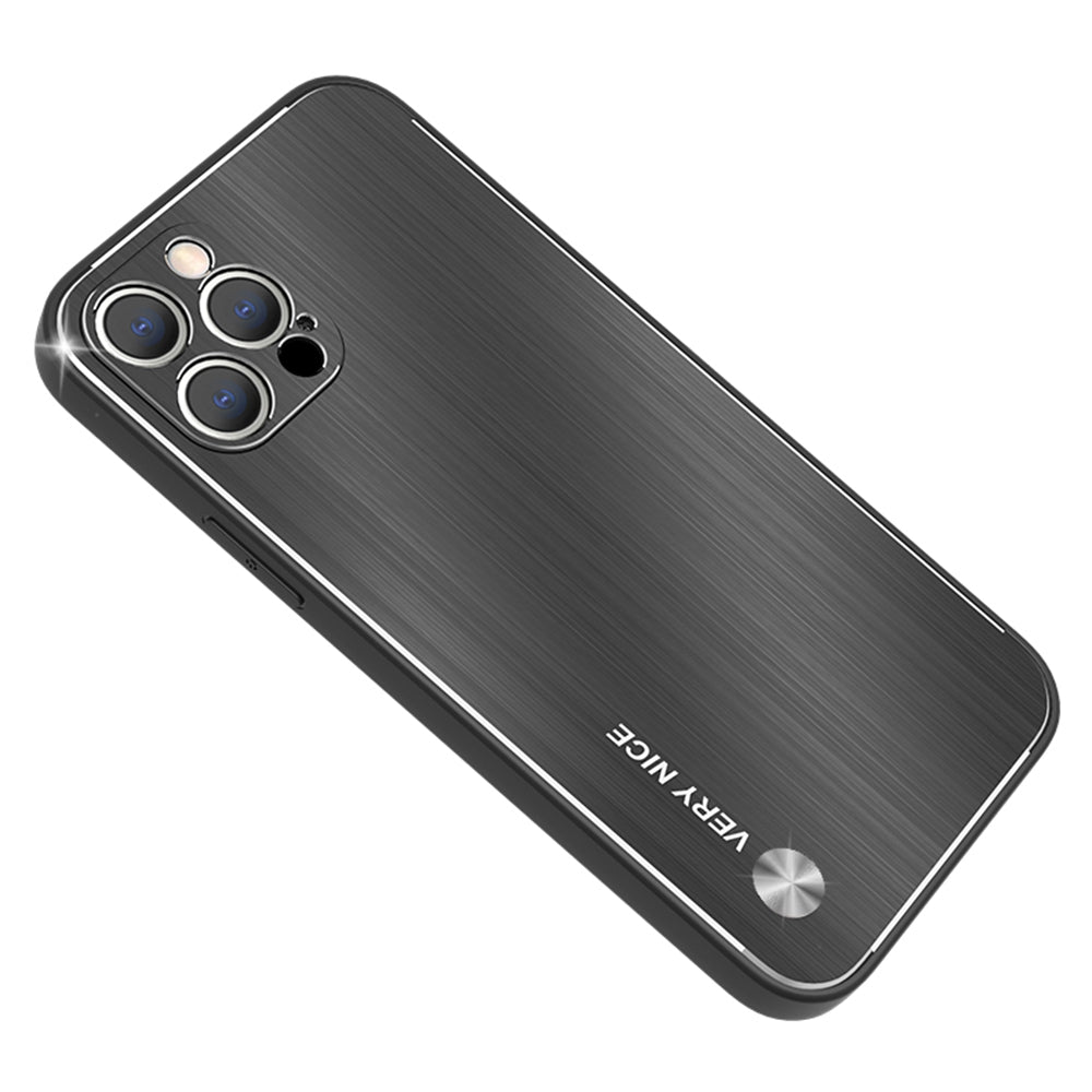 For iPhone 13 Pro 6.1 inch Anti-scratch Phone Case Ultra Slim TPU Brushed Aluminium Alloy Back Cover
