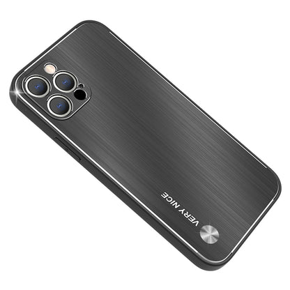 For iPhone 13 Pro 6.1 inch Anti-scratch Phone Case Ultra Slim TPU Brushed Aluminium Alloy Back Cover