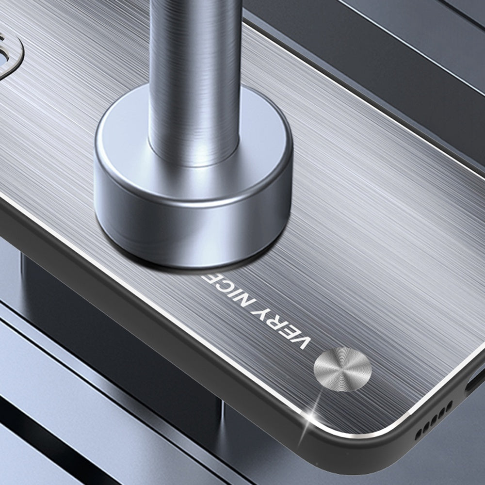 For iPhone 13 Pro 6.1 inch Anti-scratch Phone Case Ultra Slim TPU Brushed Aluminium Alloy Back Cover