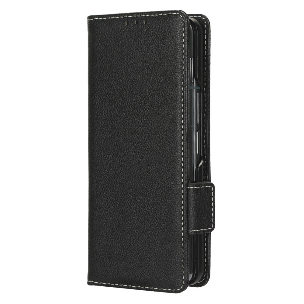 For Samsung Galaxy Z Fold3 5G Litchi Texture PU Leather Wallet Case Stand Function Dual Magnetic Clasp Flip Cover with Pen Holder