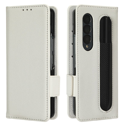 For Samsung Galaxy Z Fold3 5G Litchi Texture PU Leather Wallet Case Stand Function Dual Magnetic Clasp Flip Cover with Pen Holder